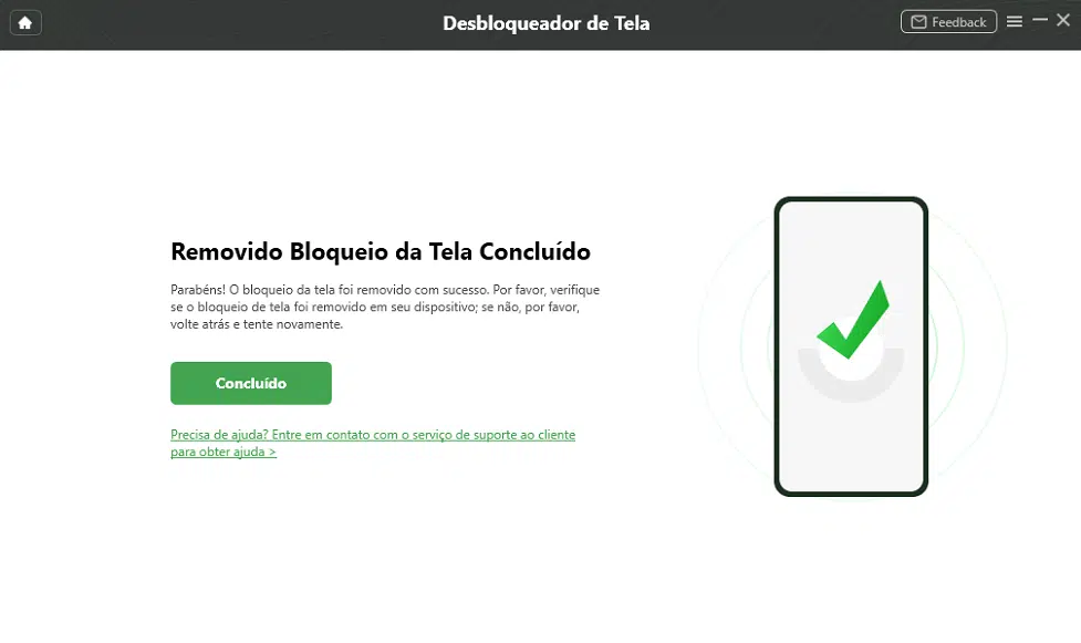 removido bloqueio de tela do celular Sumsung