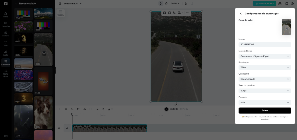 Pippit - Baixa vídeo editado
