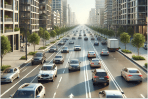 Imagem de carros em uma avenida representando o Prazo de pagamento do IPVA 2025 com desconto