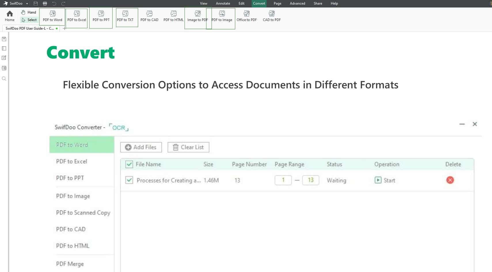 Converter PDF com SwifDoo PDF