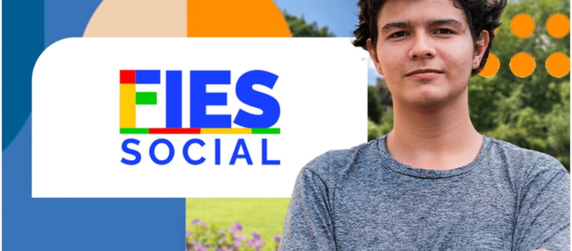 Imagem de um estudante e a logo do FIES representando as Inscrições do FIES 2025