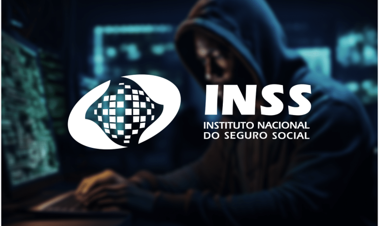 Imagem de um hacker e a frente a logo do INSS representando que a Fraude no INSS afeta benefícios