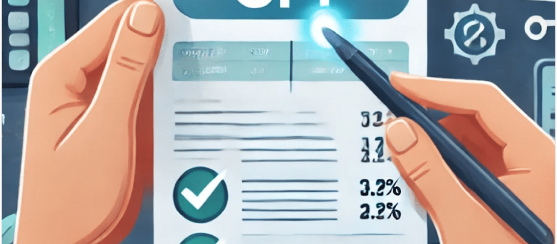 Ilustração de uma pessoa segurando uma nota fiscal representando que o CPF na nota aumenta score de crédito