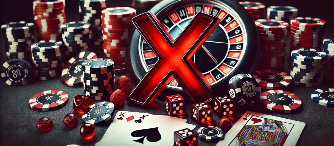 Imagem de peças e cartas de poker representando o cadastro de pessoas proibidas de apostar