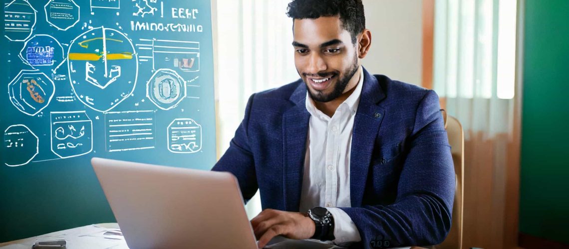 Homem usando um notebook representando a Reativação de MEI baixado