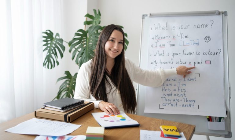 vocabulário em inglês - mulher ensinando inglês