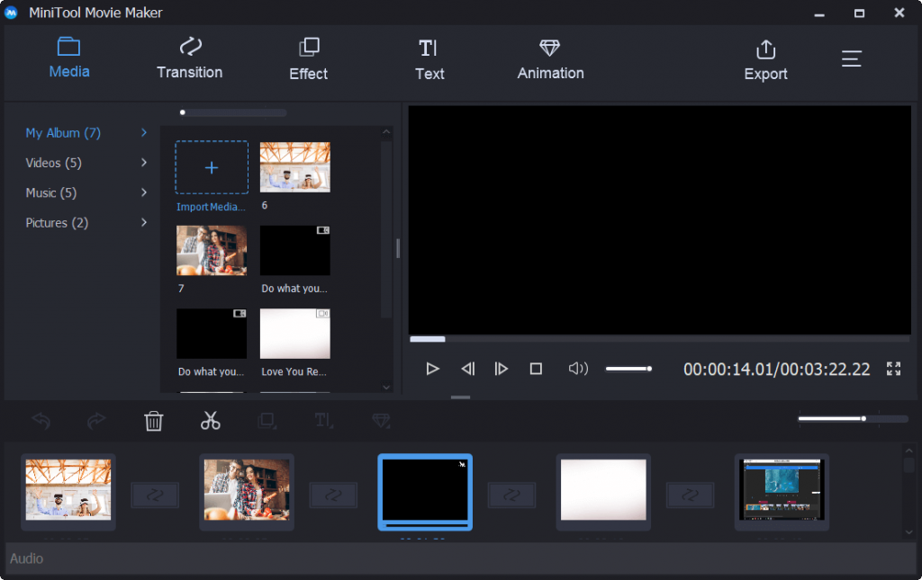 Importar arquivos de vídeo no MiniTool Movie Maker
