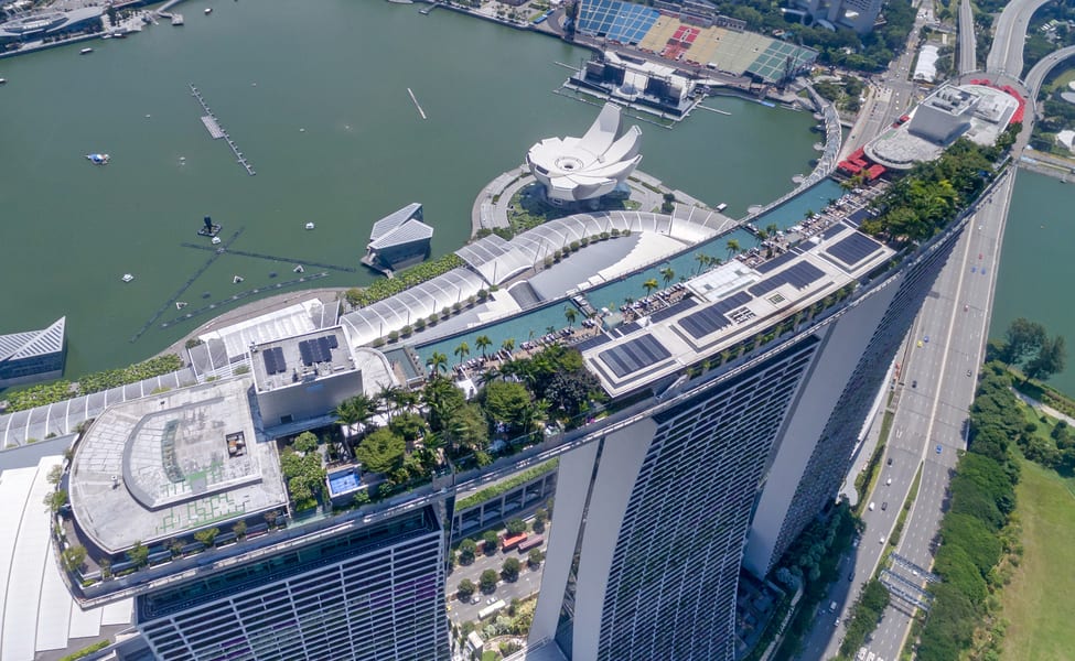 Vista aérea do Resort Marina Bay Sands