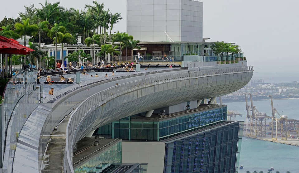 Vista superior externa do Resort Marina Bay Sands