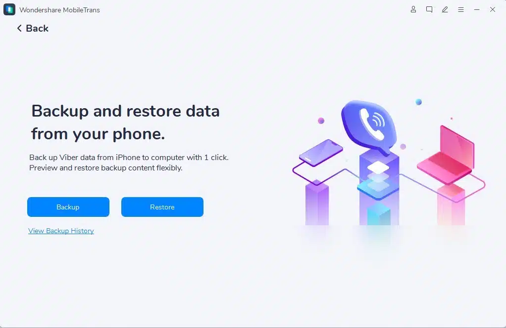 Wondershare MobileTrans - restauração dos chats do Viber no computador