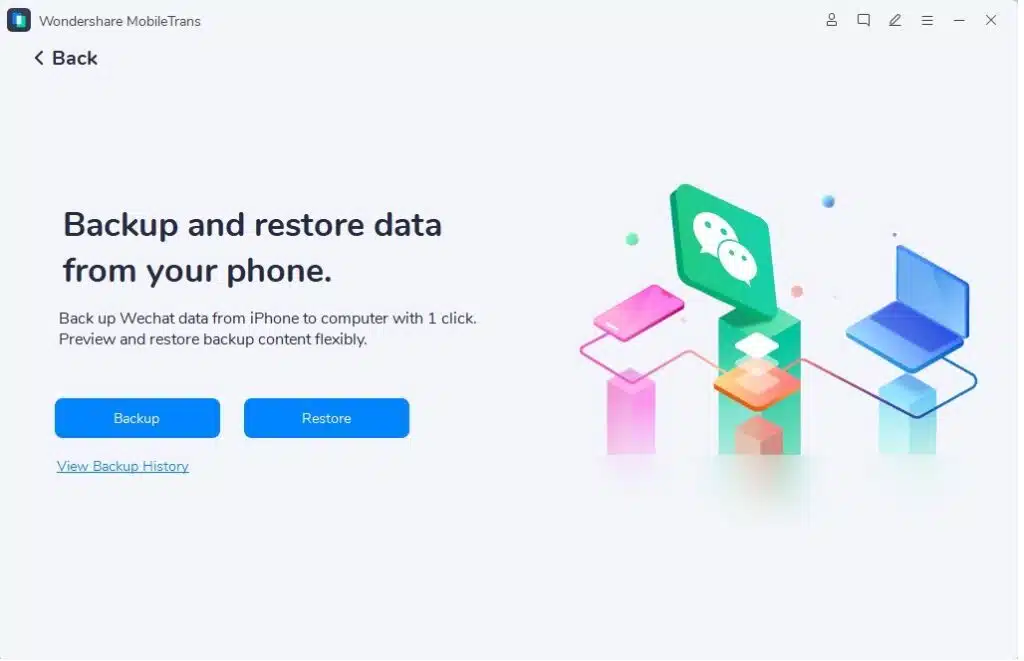 Wondershare MobileTrans - restauração e backup dos chats do Wechat no computador