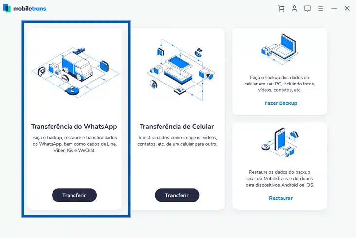 Wondershare MobileTrans - transferência do WhatsApp