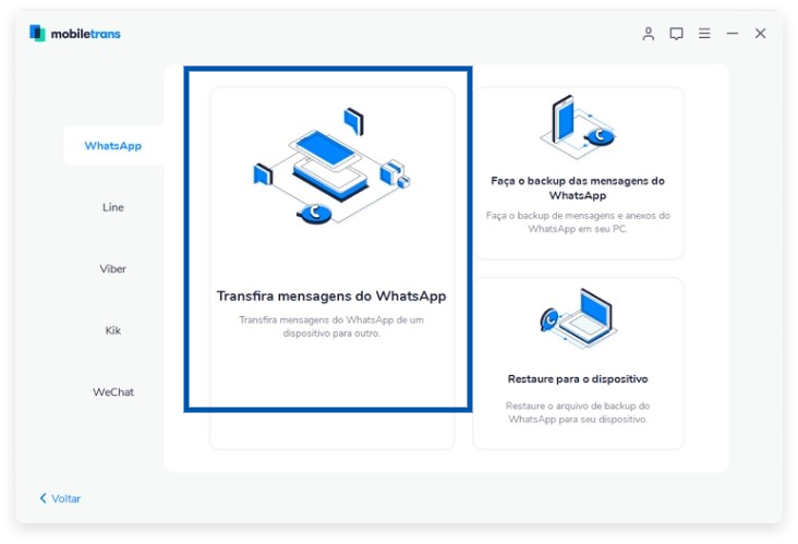 Wondershare MobileTrans - transferir mensagens do Whatsapp